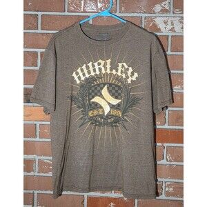 Vtg Hurley T-shirt Men’s Large Brown Skater Style Graphic Y2K